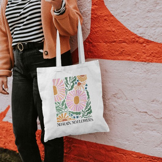 Boho Bloemen en Quote Geen Regen Geen Bloem Tote Bag