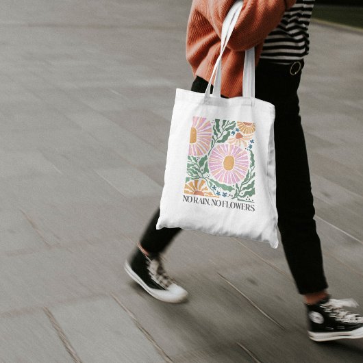 Boho Bloemen en Quote Geen Regen Geen Bloem Tote Bag