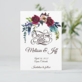 Boho bloemen en veer save the date (Staand voorkant)
