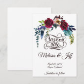 Boho bloemen en veer save the date (Voorkant / Achterkant)