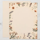 Boho bloemen en veren briefhoofd (Voorkant / Achterkant)