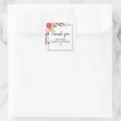 Boho Bloemen en Veren Rustic Dank je wel Vierkante Sticker (Tas)