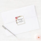 Boho Bloemen en Veren Rustic Dank je wel Vierkante Sticker (Envelop)