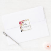 Boho bloemen en veren rustieke adreslabel vierkante sticker (Envelop)
