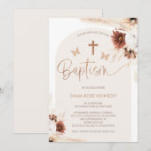 Boho bloemen en vlinders boogdoop kaart (Voorkant / Achterkant)