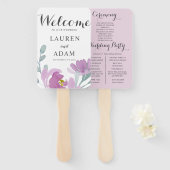 Boho Bloemen Eucalyptus Roze Huwelijksprogramma Handwaaier (Voorkant en achterkant)