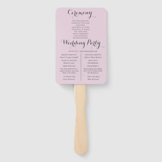 Boho Bloemen Eucalyptus Roze Huwelijksprogramma Handwaaier (Achterkant)