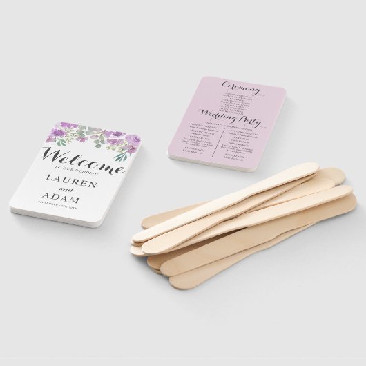 Boho Bloemen Eucalyptus Roze Huwelijksprogramma Handwaaier (Niet-gemonteerd)