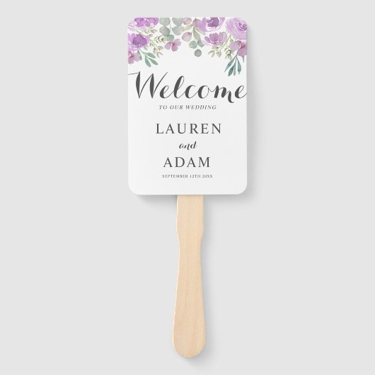 Boho Bloemen Eucalyptus Roze Huwelijksprogramma Handwaaier (Voorkant)