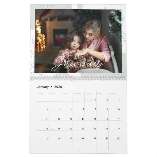 Boho Bloemen Familie Herinneringen Foto Keepsake Kalender (Jan 2026)
