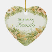 Boho Bloemen Familienaam Keramisch Ornament (Achterkant)