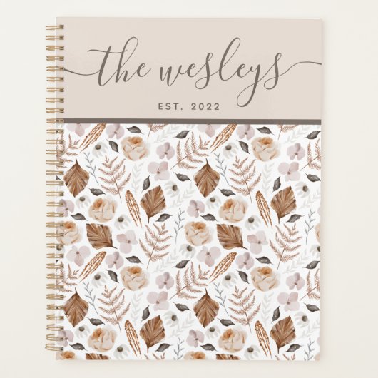 Boho Bloemen Familienaam Planner (Voorkant)