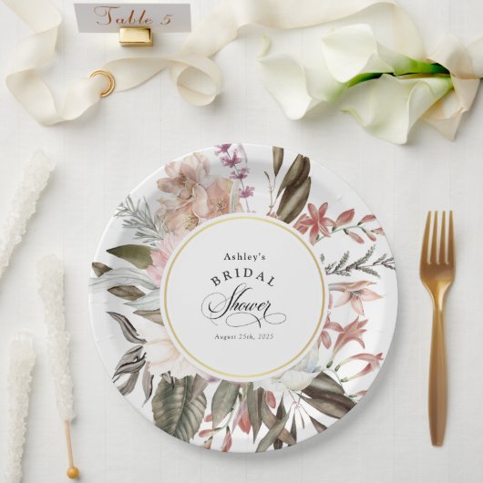 Boho Bloemen Fantasie Waterverf Bruidsdouche Papieren Bordje (Huwelijk)