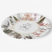 Boho Bloemen Fantasie Waterverf Bruidsdouche Papieren Bordje (Gekanteld)