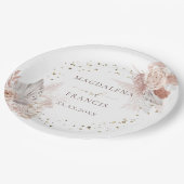 Boho bloemen faux glitter papieren bordje (Gekanteld)