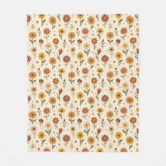 Boho Bloemen Fleece Deken (Voorkant)