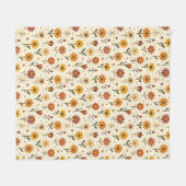 Boho Bloemen Fleece Deken (Voorkant (Horizontaal))