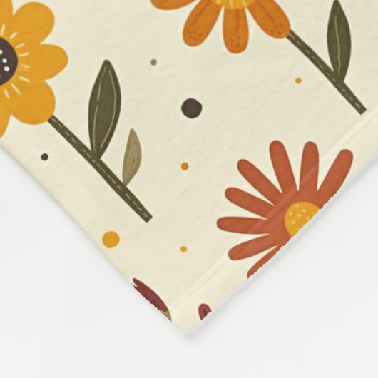 Boho Bloemen Fleece Deken (Hoek)