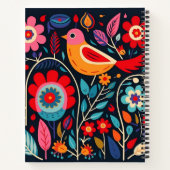 Boho Bloemen Folk Vogel | jouw naam Notitieboek (Achterkant)