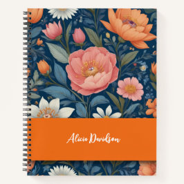 Boho Bloemen Folklore Stijl Oranje | jouw naam Notitieboek