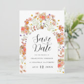 Boho Bloemen Foto Boog Bruiloft Save The Date (Staand voorkant)