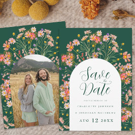 Boho Bloemen Foto Boog Bruiloft Save The Date