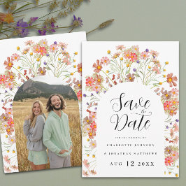 Boho Bloemen Foto Boog Bruiloft Save The Date