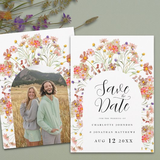 Boho Bloemen Foto Boog Bruiloft Save The Date