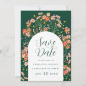Boho Bloemen Foto Boog Bruiloft Save The Date (Voorkant)