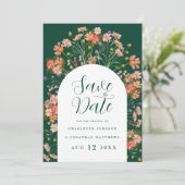 Boho Bloemen Foto Boog Bruiloft Save The Date (Staand voorkant)