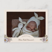 Boho Bloemen Foto Geboorte Aankondiging Briefkaart (Voorkant)