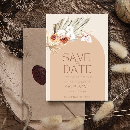 Boho Bloemen Foto Herfst Bruiloft Save The Date