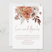 Boho Bloemen Foto Liefde Bedankt Bruin Tekst Trouw Kaart (Voorkant)