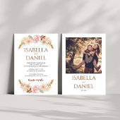 Boho Bloemen Foto Rustiek Boheems Elegant Huwelijk Kaart