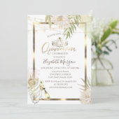 Boho Bloemen Frame Wijn Quinceanera Kaart (Staand voorkant)