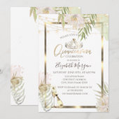 Boho Bloemen Frame Wijn Quinceanera Kaart (Voorkant / Achterkant)