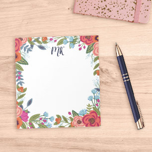 Boho Bloemen Geborduurd Notitieblok