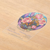 Boho bloemen gebrandschilderd glas imitatie verjaa acryl uitnodigingen (Laagn)