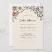 Boho  Bloemen Genderneutraal Baby shower Kaart (Voorkant)