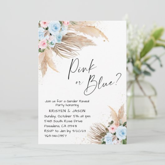 Boho Bloemen Geslacht Onthullen Partij Kaart (Staand voorkant)