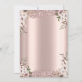 Boho Bloemen Glanzend Frame Roze Goud Bruiloft Kaart (Achterkant)