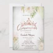 Boho Bloemen Glitter Kroon Quinceañera Kaart (Voorkant)