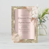 Boho Bloemen,Glitter,Roze Goud Pensioen Kaart (Staand voorkant)