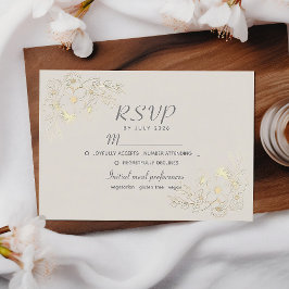 Boho Bloemen Goud Bruiloft RSVP Kaart