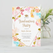 Boho Bloemen Goud Geometrisch Modern Foto Afstuder Kaart (Staand voorkant)