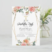Boho Bloemen Gouden Frame RN Verpleegster Afstudee Kaart (Staand voorkant)