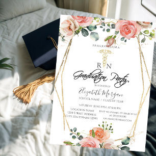 Boho Bloemen Gouden Frame RN Verpleegster Afstudee Kaart