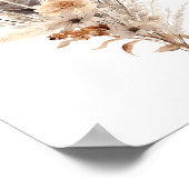 Boho Bloemen Grijs Beige Bruine Veren Botanicals Poster (Hoek)