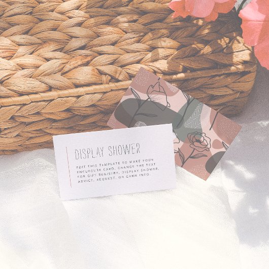 Boho Bloemen Groen & Roze Vrijgezellenfeest Insert Informatiekaartje