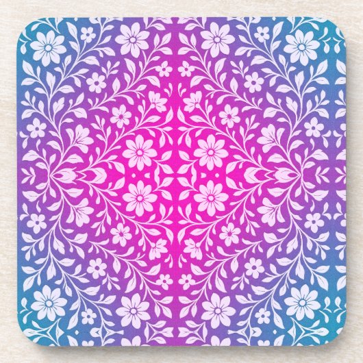 Boho bloemen hard plastic onderzetter (Voorkant)